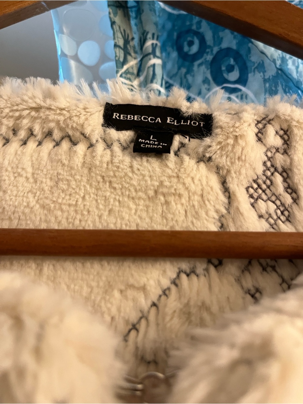 Cozy Cream Patterned Teddy Jacket - Open Front